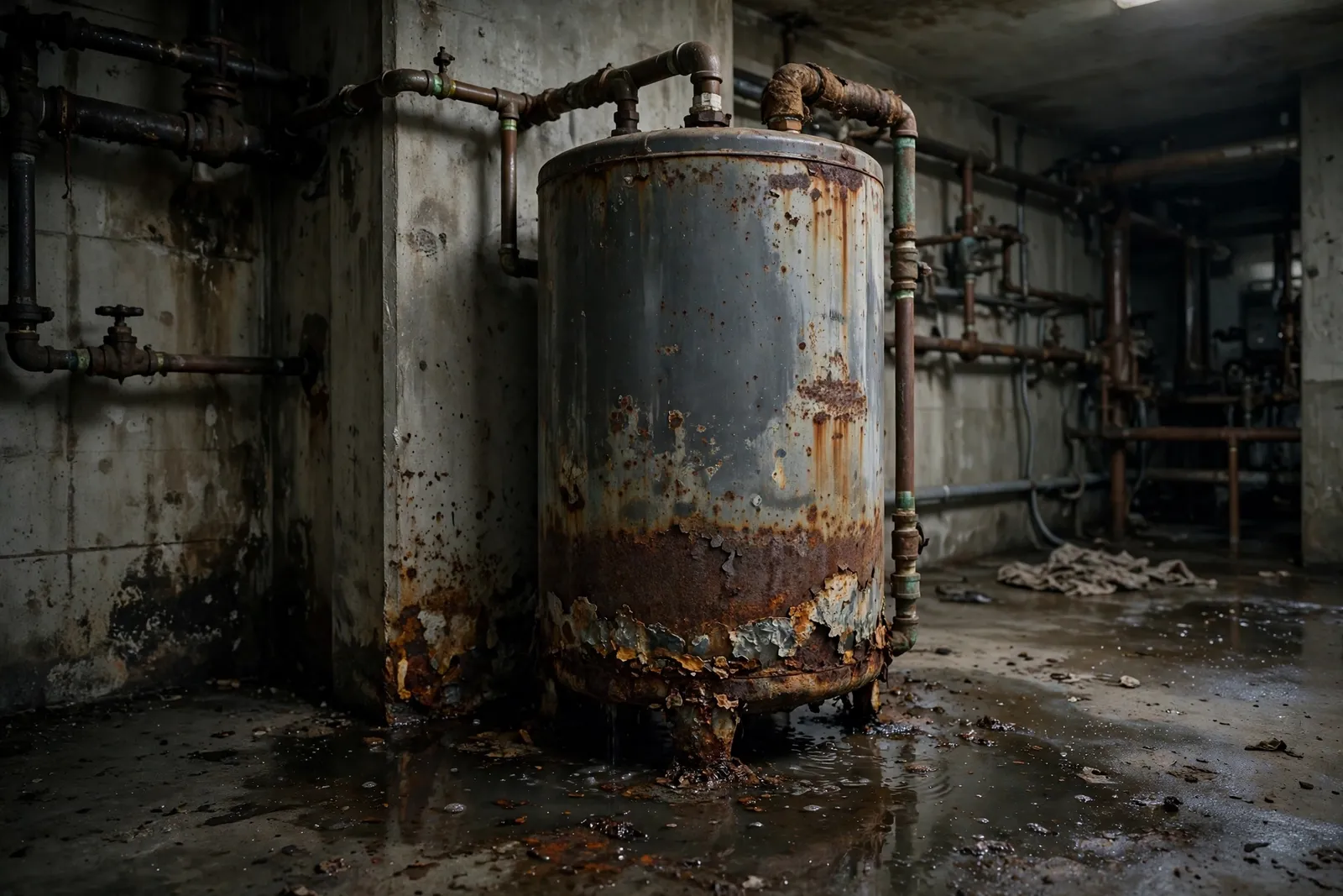 Before photo, Water Heater and Main Drain at a Retail Store off Route 301, by Waldorf Plumbing Company