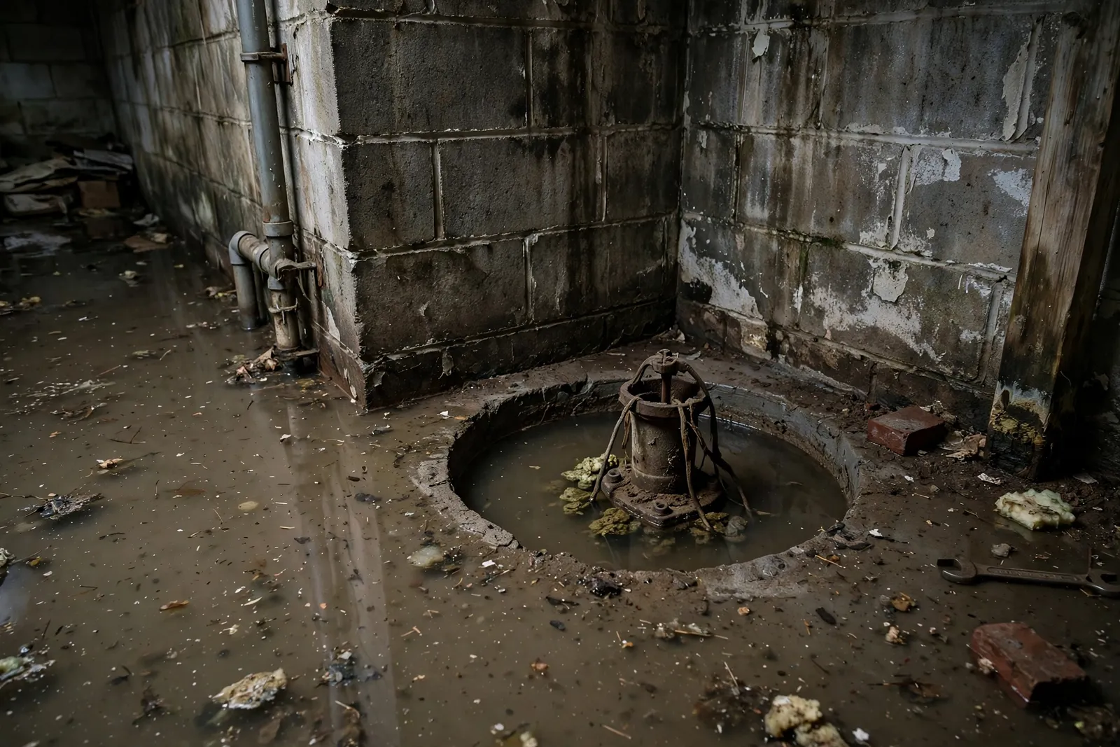 Before photo, Sump Pump and Sewage Ejector Services in Wakefield, by Waldorf Plumbing Company